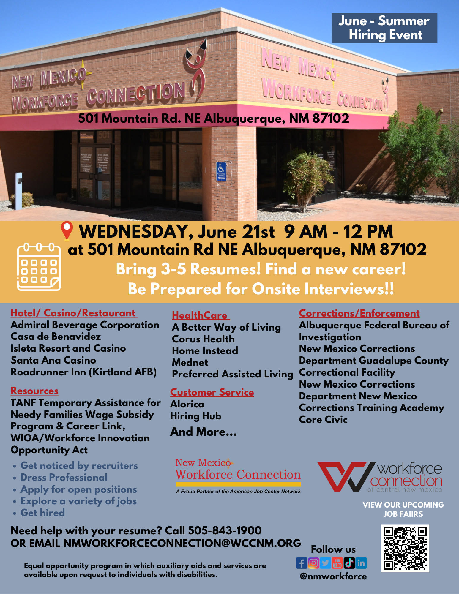 New Mexico Workforce Connection flyer