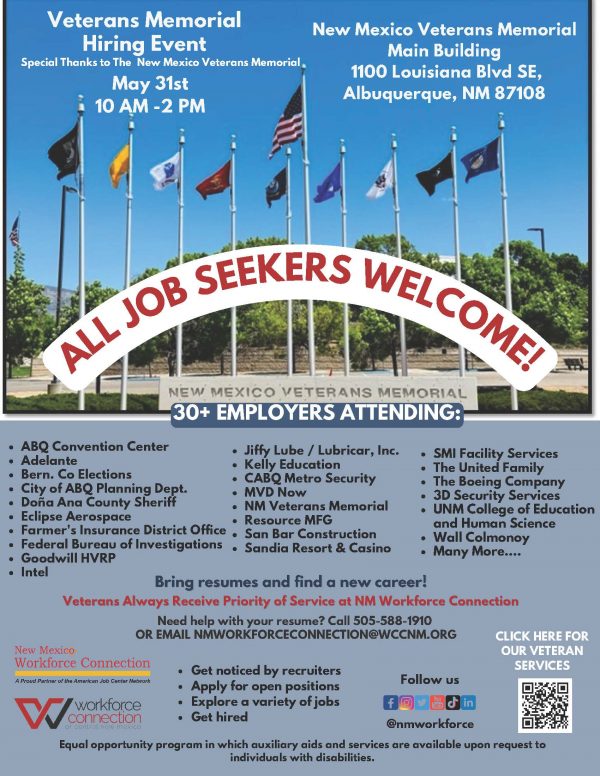 Veterans Memorial Hiring Event sponsored by New Mexico Workforce Connection