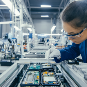 Machinist assembling a phone