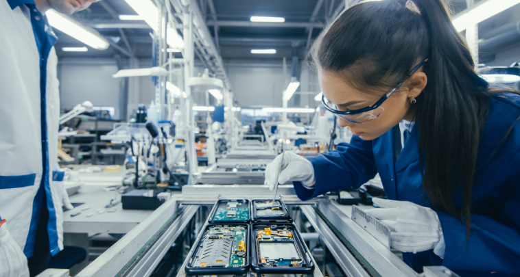 Machinist assembling a phone