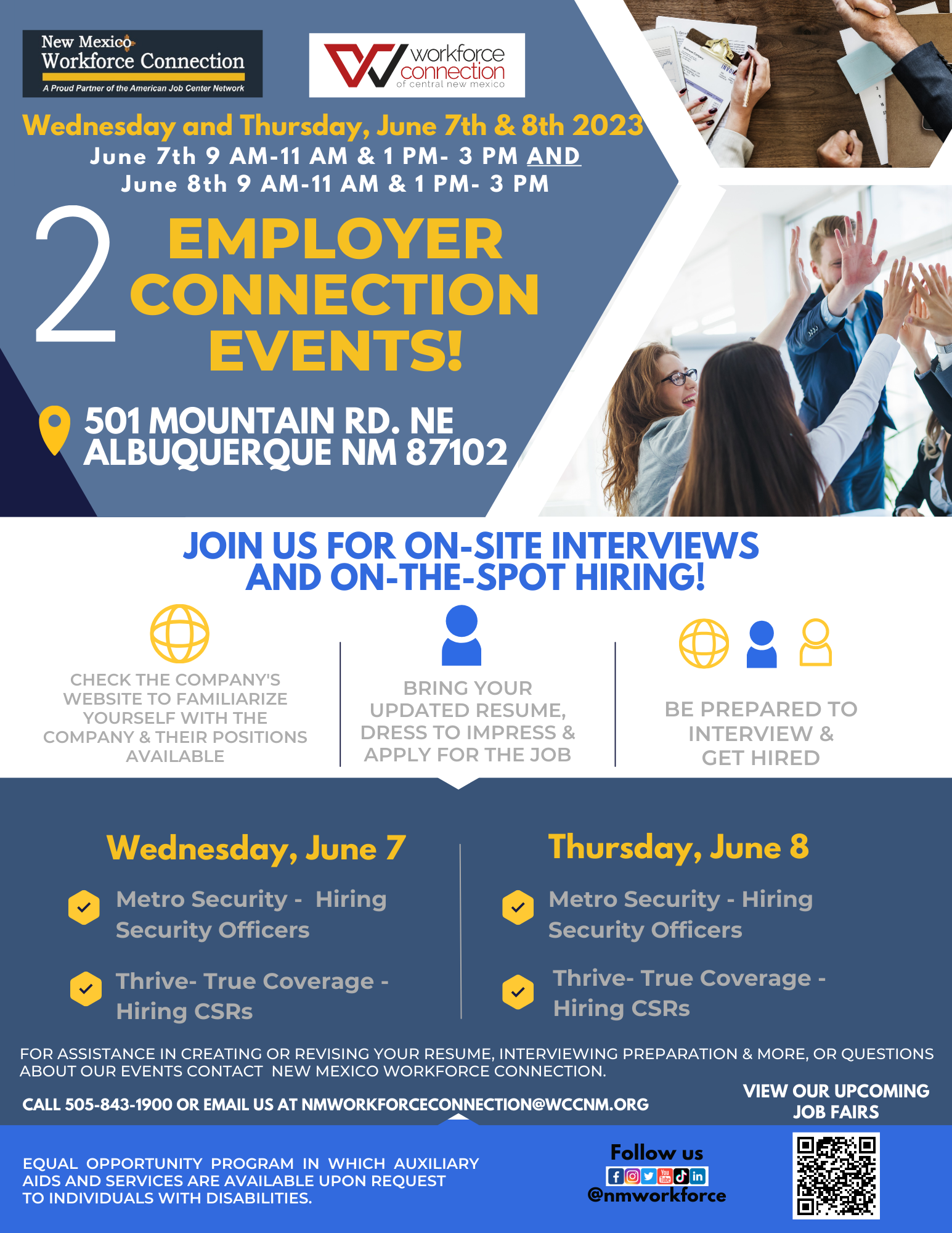 2 Employer Connection Events flyer