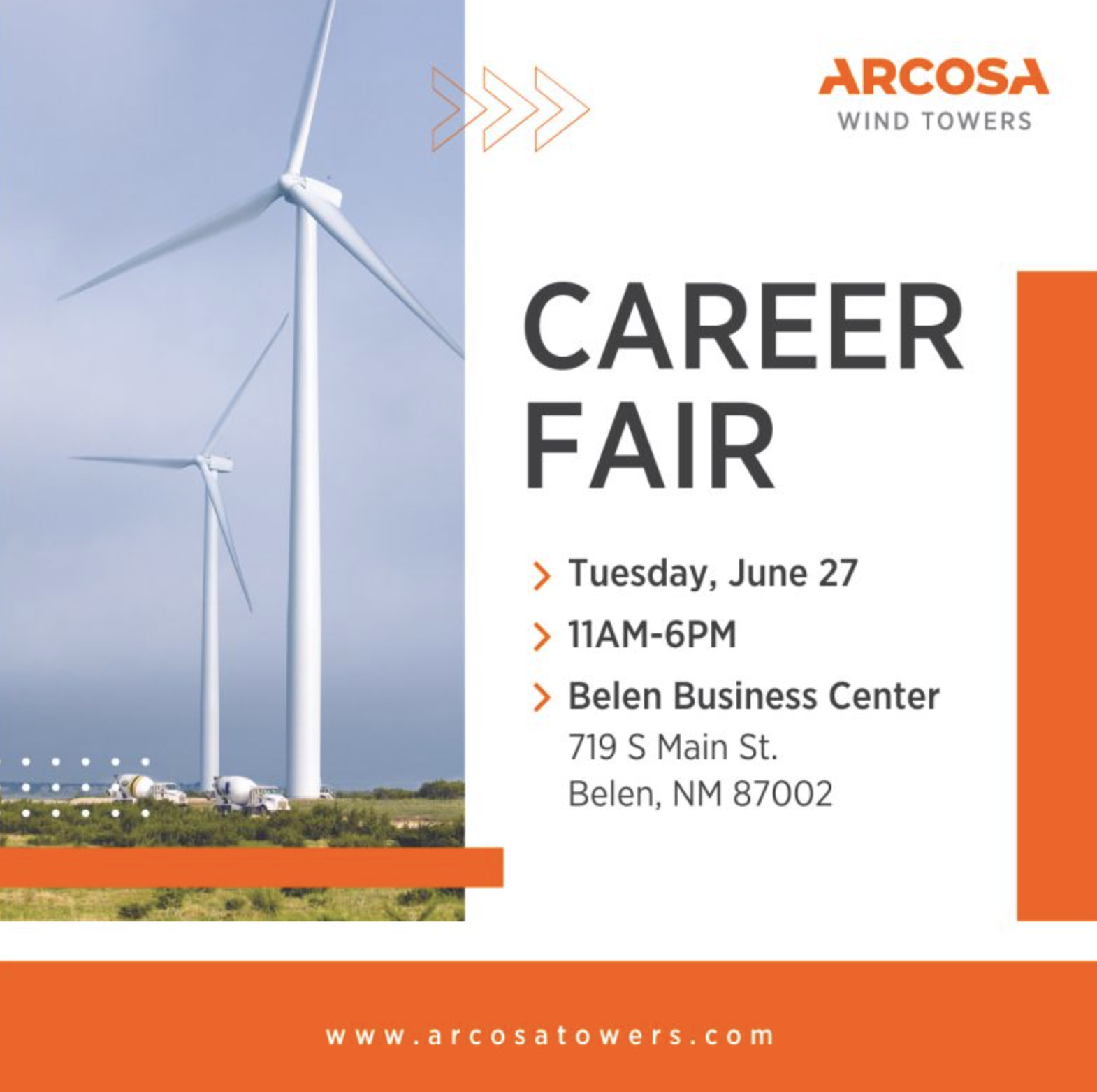 Arcosa Wind Towers Career Fair flyer