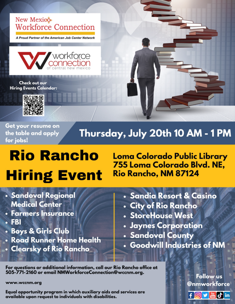 Rio Rancho Hiring Event Workforce Connection of Central New Mexico