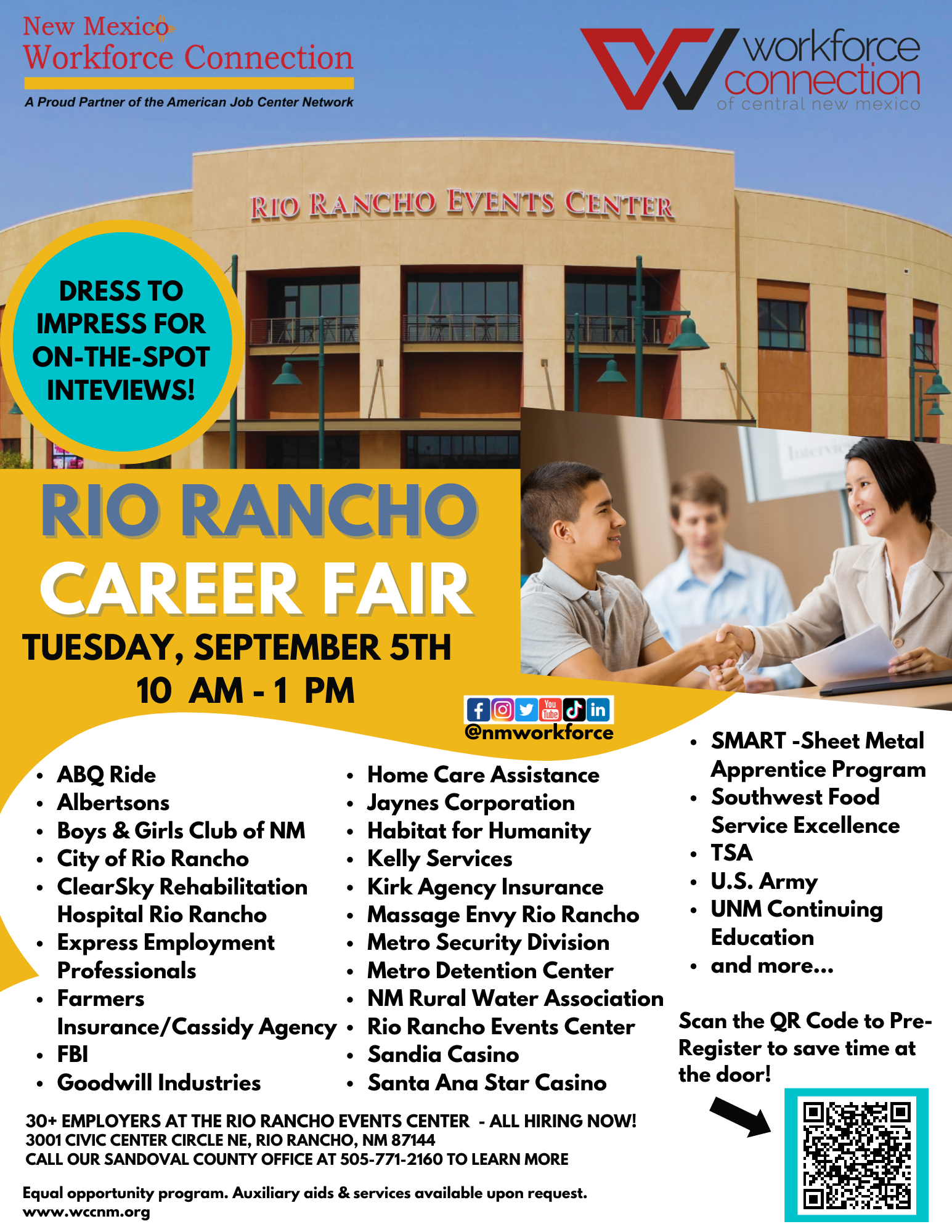 Rio Rancho Career Fair September 5th Workforce Connection of Central