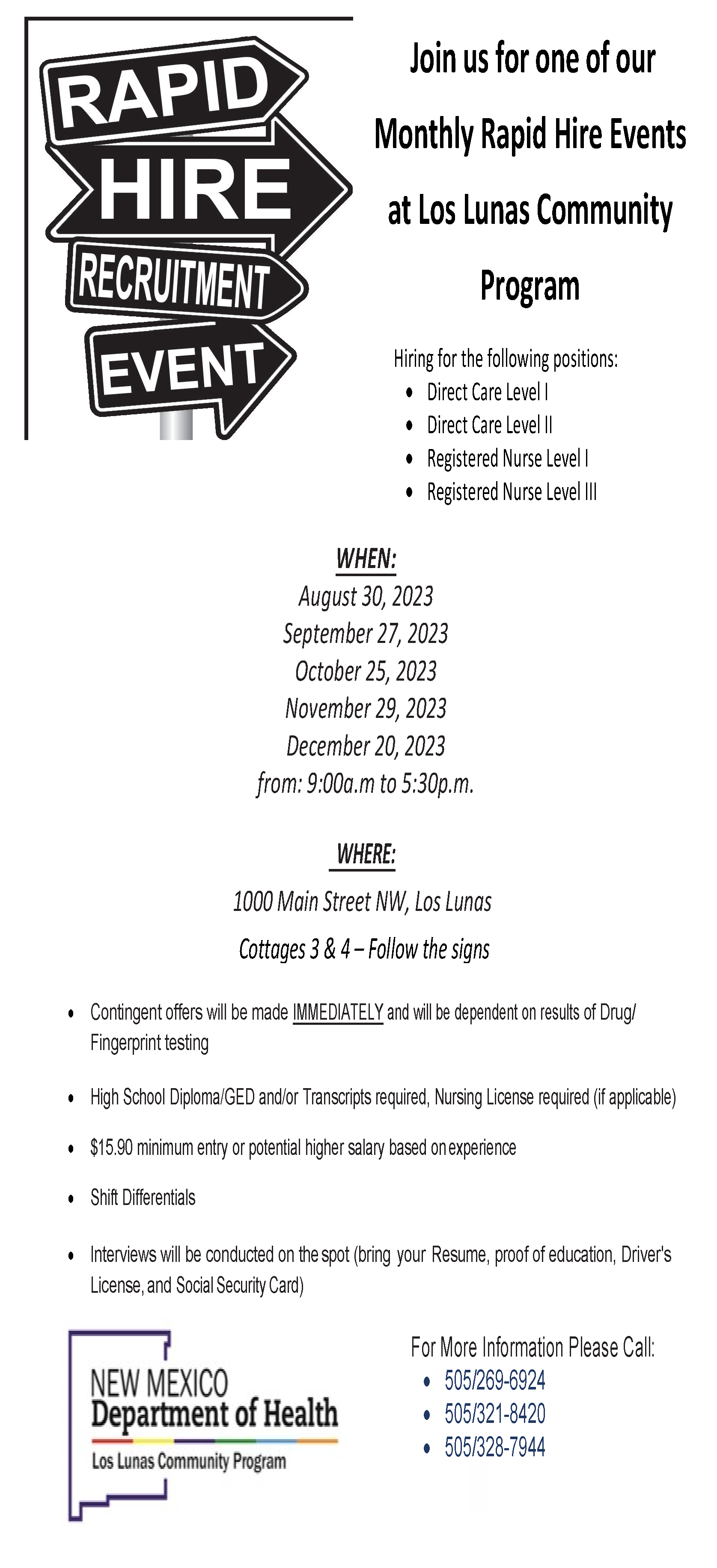 Rapid Hire Recruitment Event flyer
