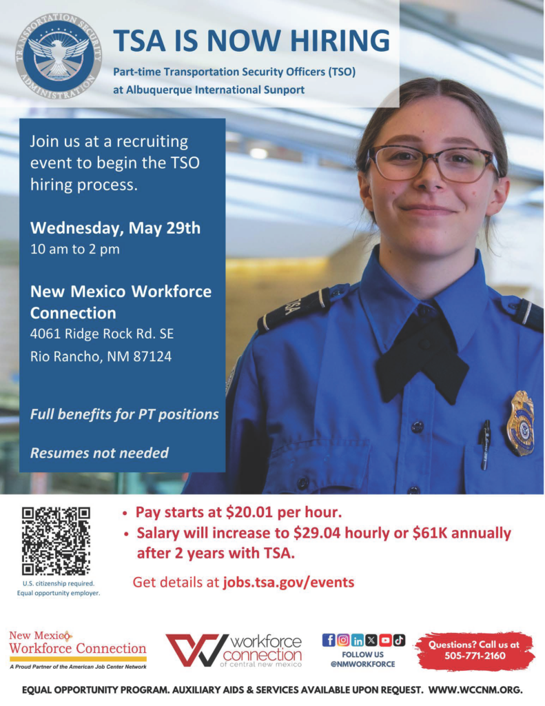 TSA Hiring Event Workforce Connection of Central New Mexico