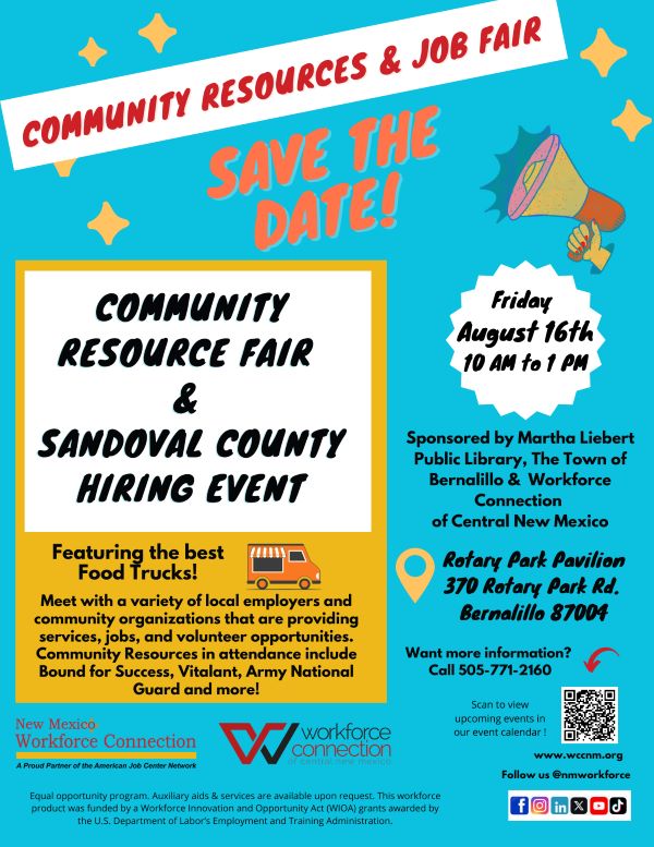 Community Resources & Job Fair - August 16, 10am - 1pm Flyer