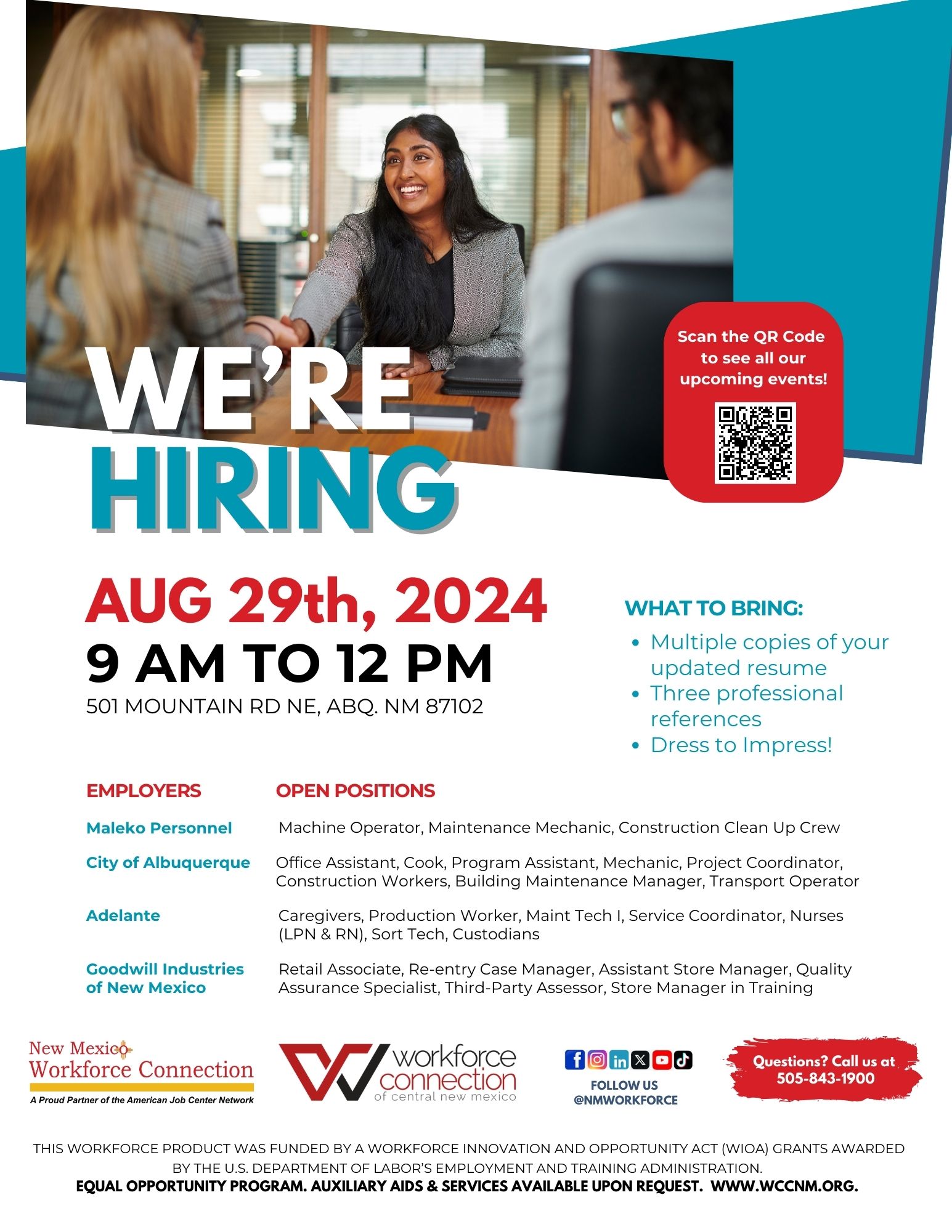 Employer Connection Hiring Event | Aug 29th, 2024, 9am - 12pm - Flyer