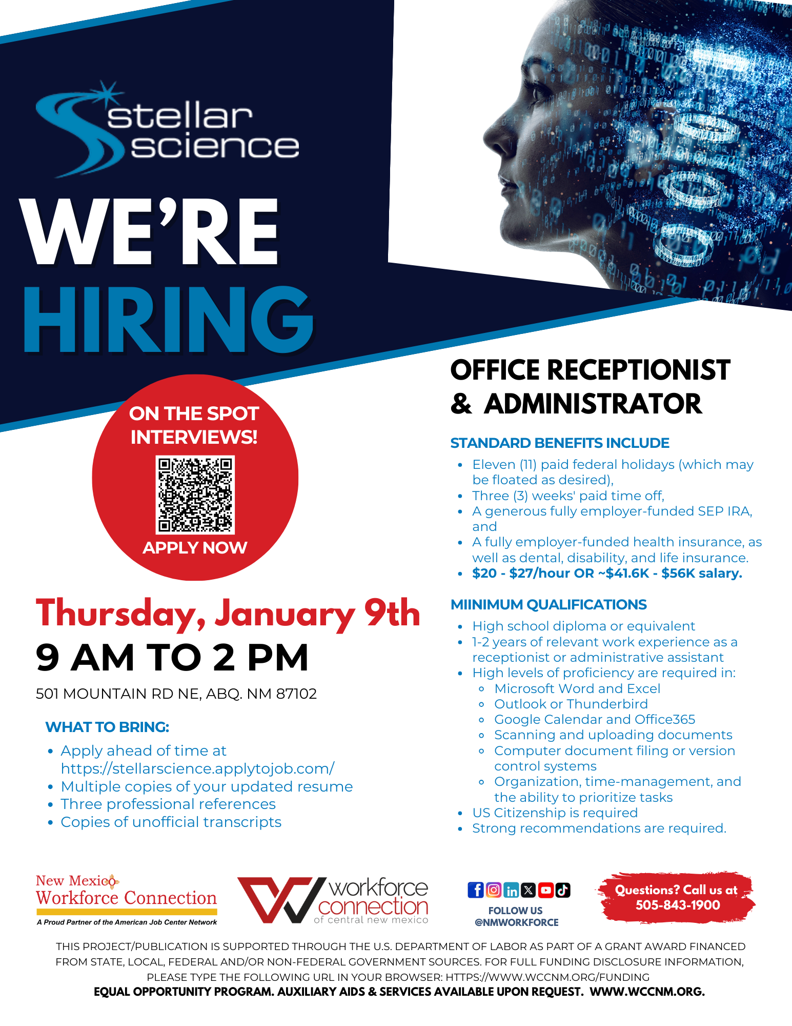 Stellar Science We're Hiring on Thursday, January 9th from 9am to 2pm