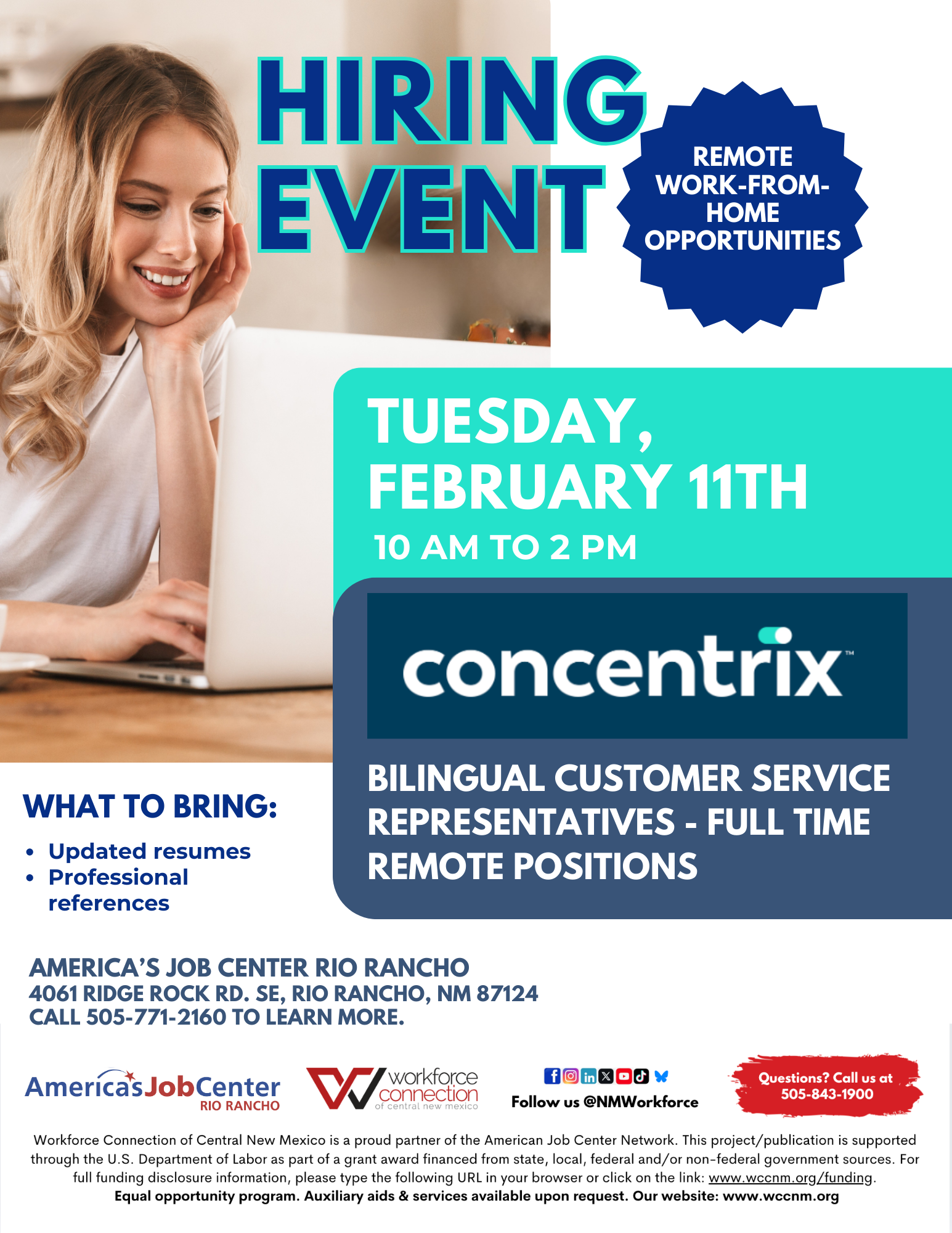 Concentrix Hiring Event on Tuesday, February 11th from 10am to 2pm