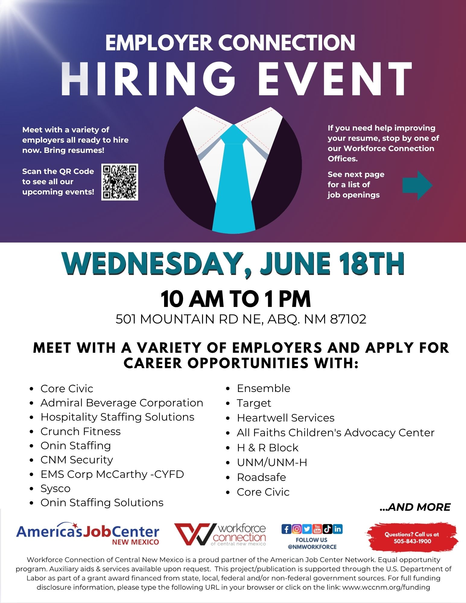 Employer Connection Hiring Event on Wednesday, June 18th
