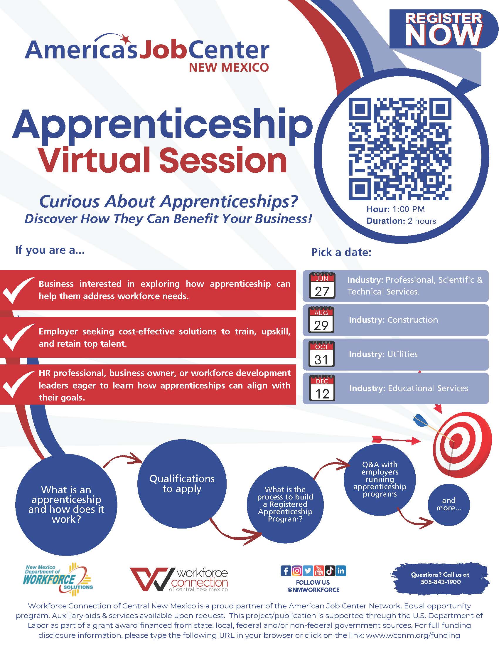 America's Job Center New Mexico - Apprenticeship Virtual Session flyer