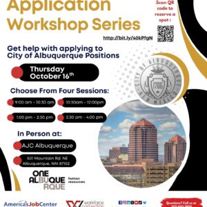 City of Albuquerque Application Workshop Series Flyer for October 16th