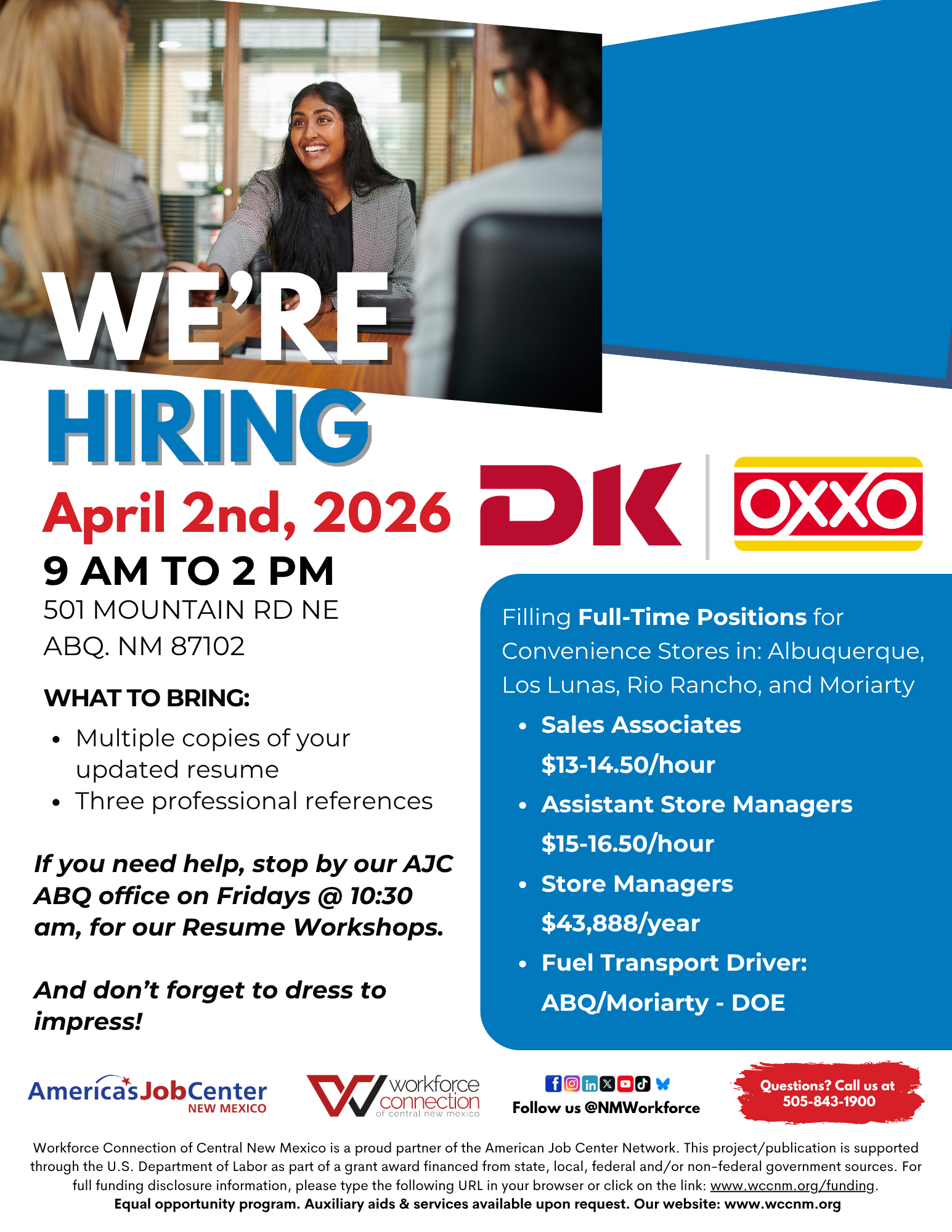 Flyer for DK OXXO Hiring Event on April 2nd
