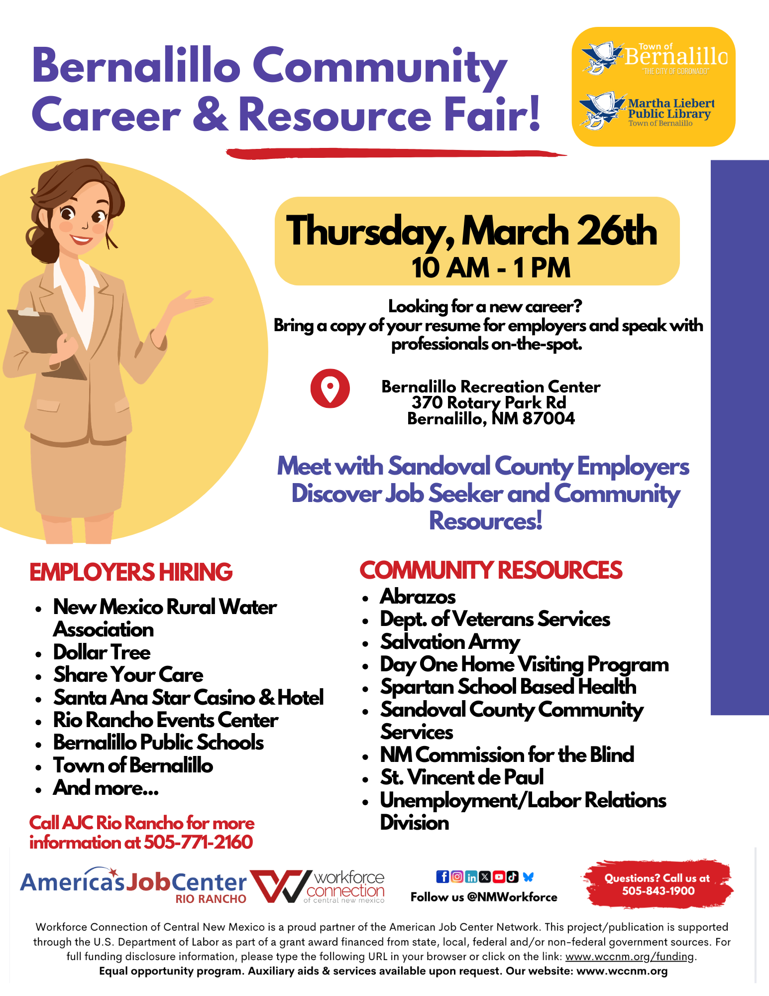Bernalillo Career Fair flyer for March 26th