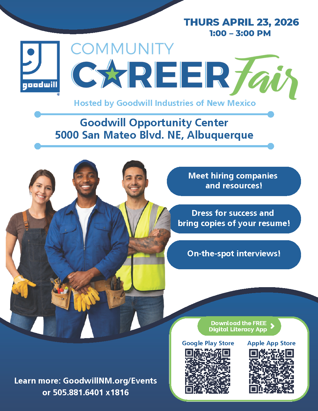 Flyer for Goodwill Community Career Fair April 23rd