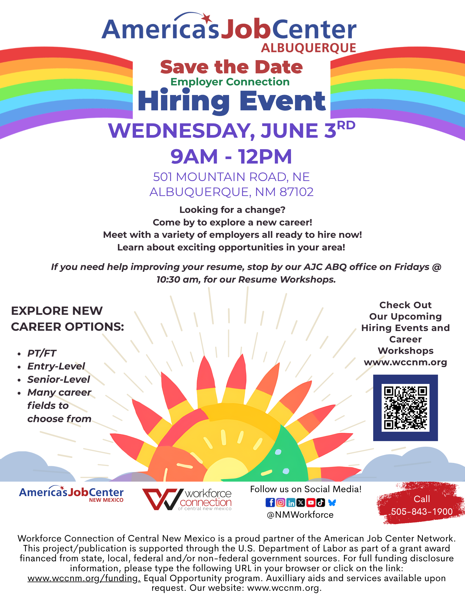 Flyer For Employer Connection Hiring Event on June 3rd.