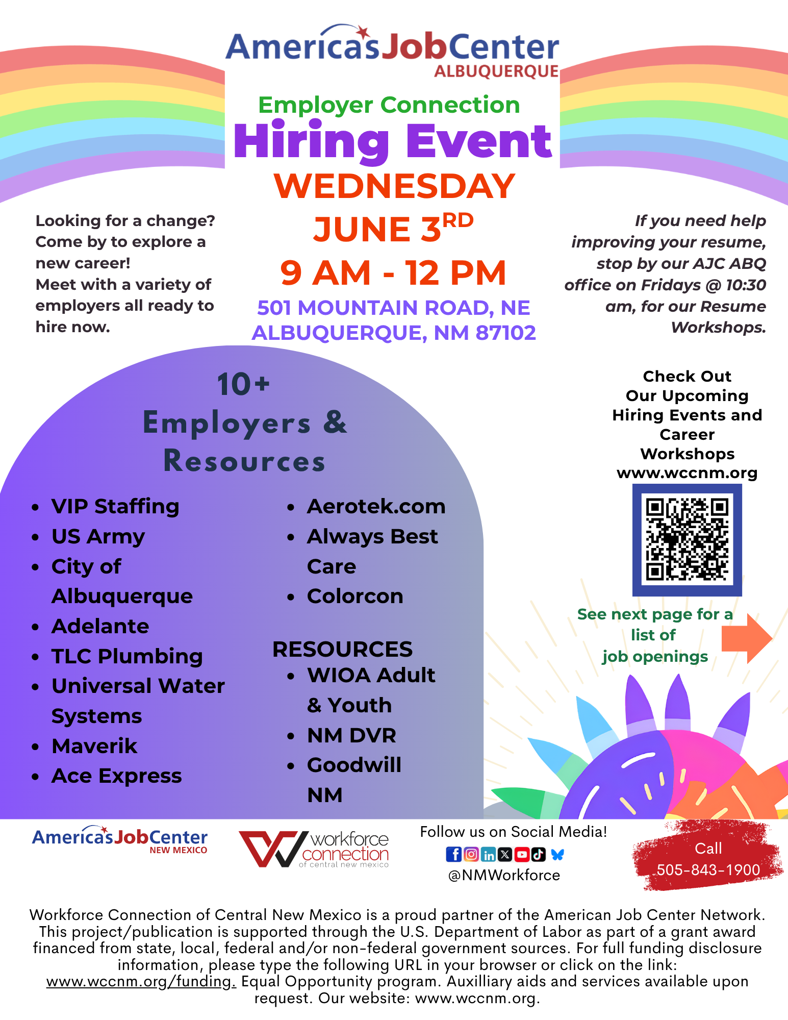 Flyer For Employer Connection Hiring Event on June 3rd.