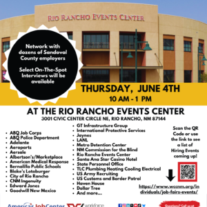 Flyer For Rio Rancho Career Fair June 4th.