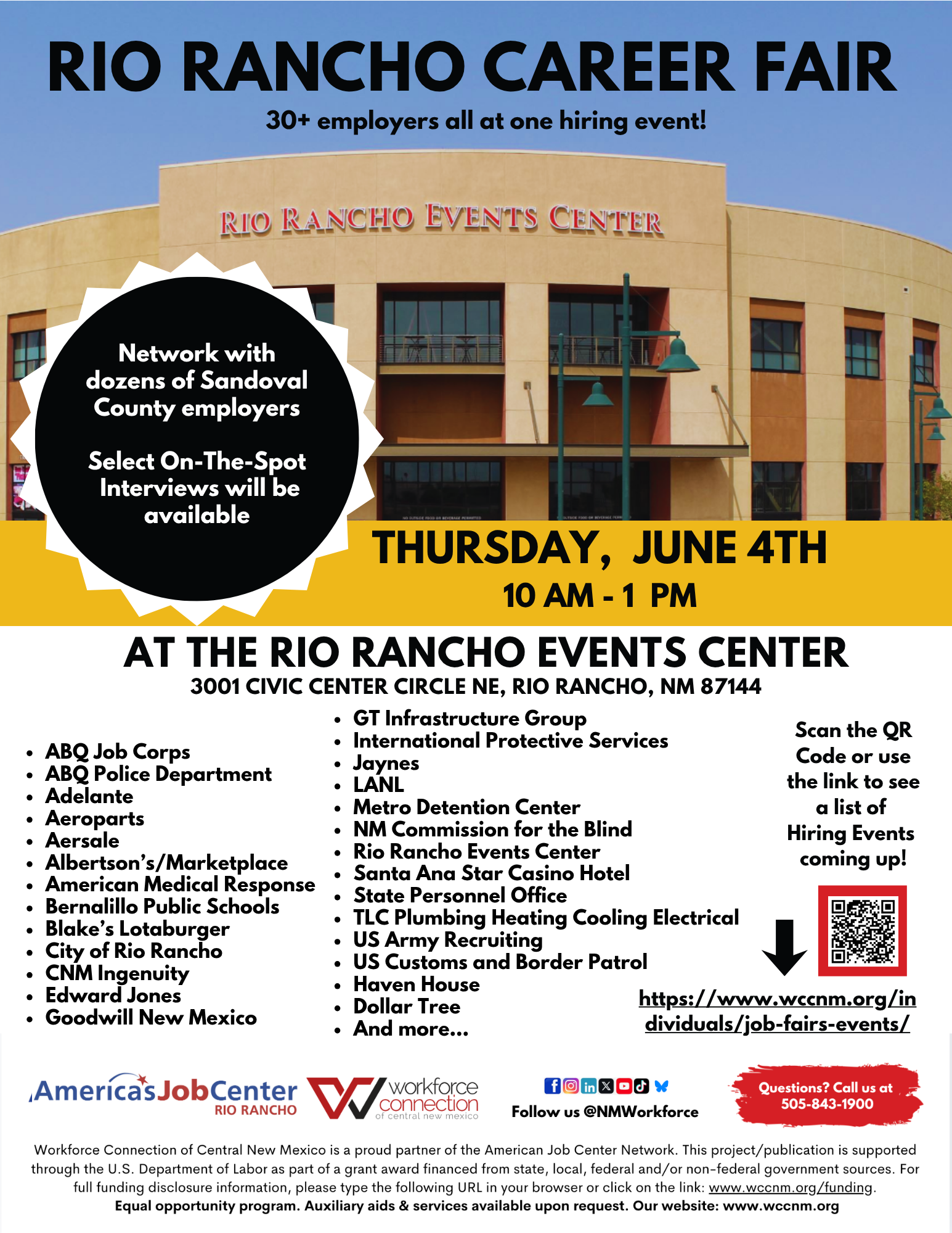Flyer For Rio Rancho Career Fair June 4th.