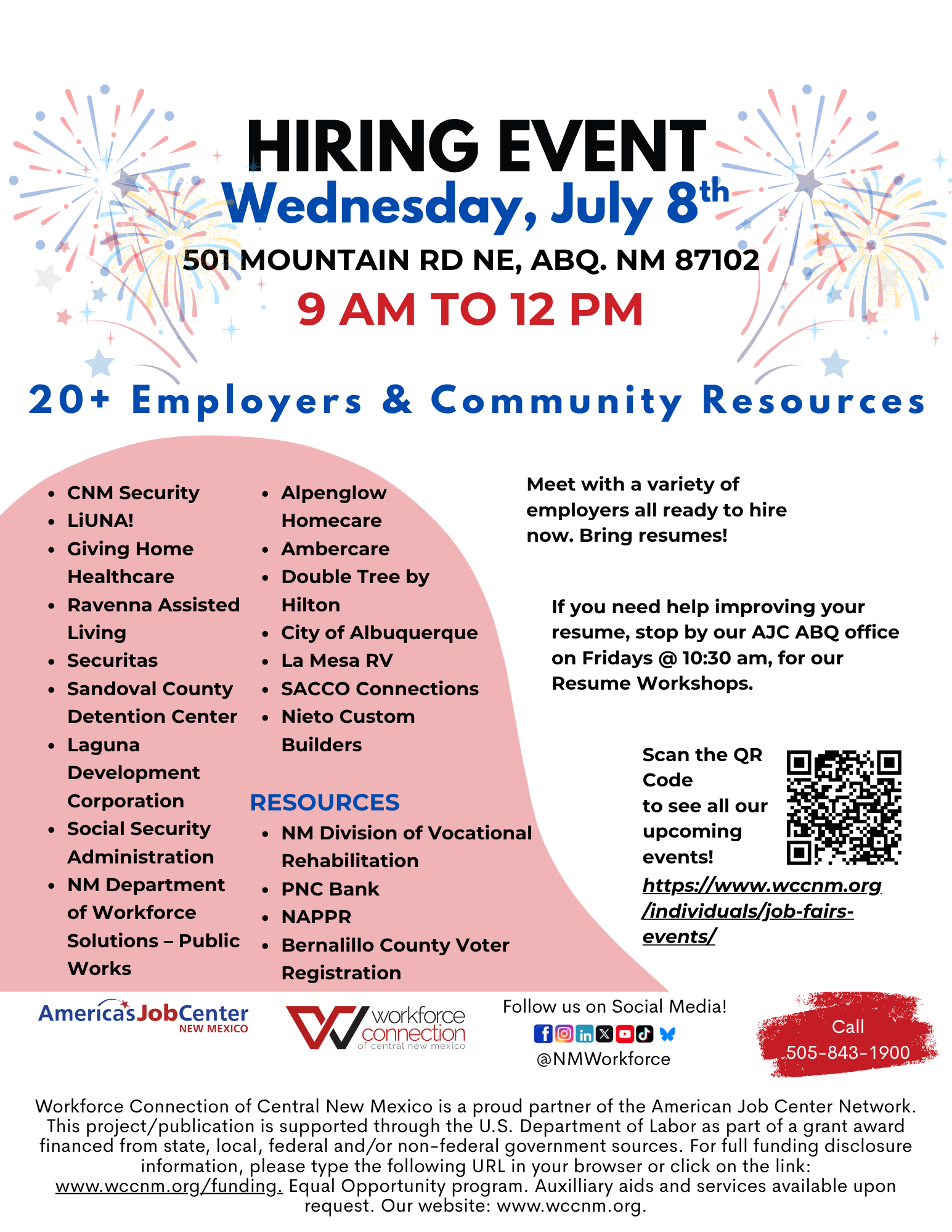 Flyer For Hiring Event on July 8th.