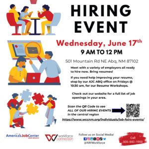 Flyer For Employer Connection Hiring Event on June 17th.
