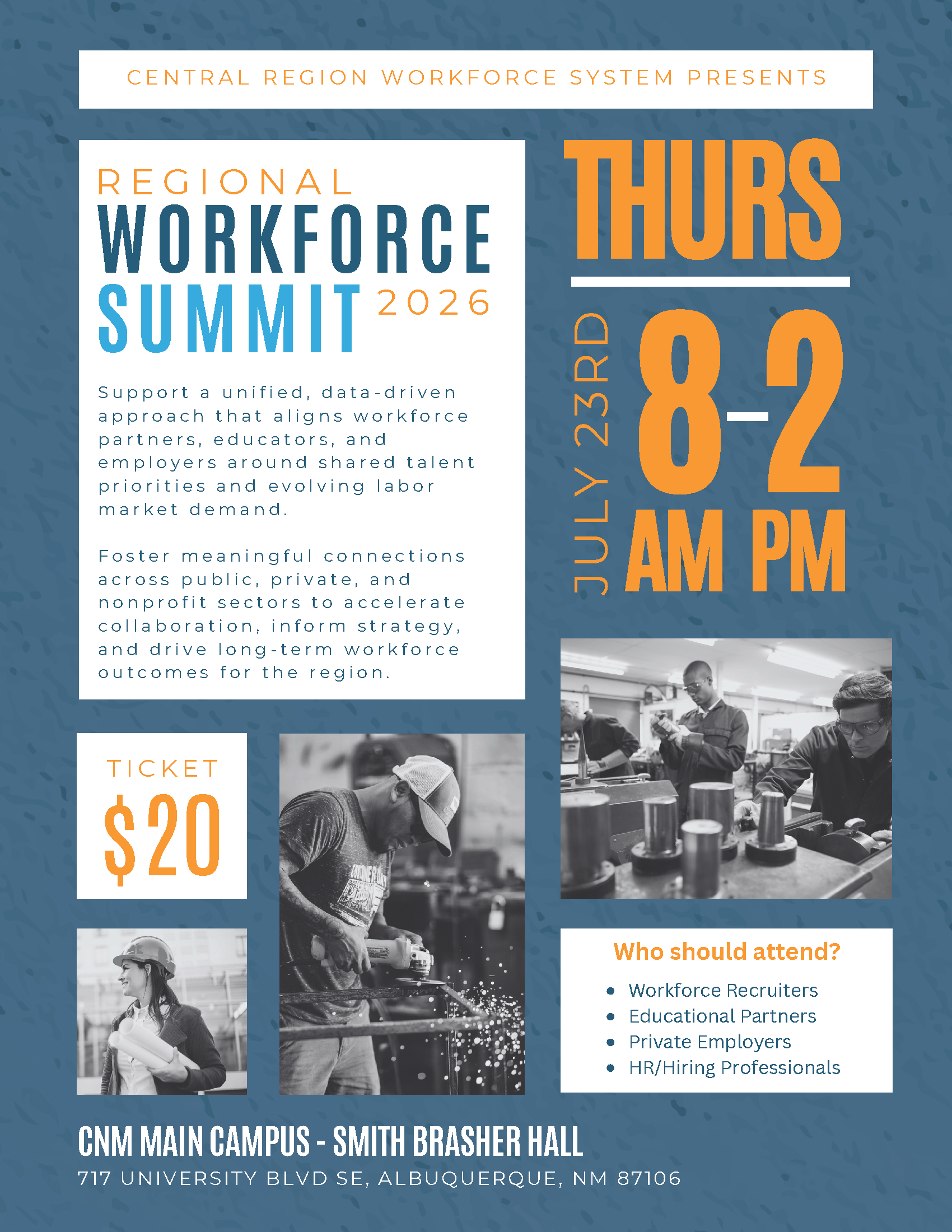 Flyer For Regional Workforce Summit 2026 Event on July 23rd.