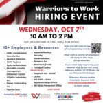 Flyer For Warriors to Work Hiring Event on October 7th.